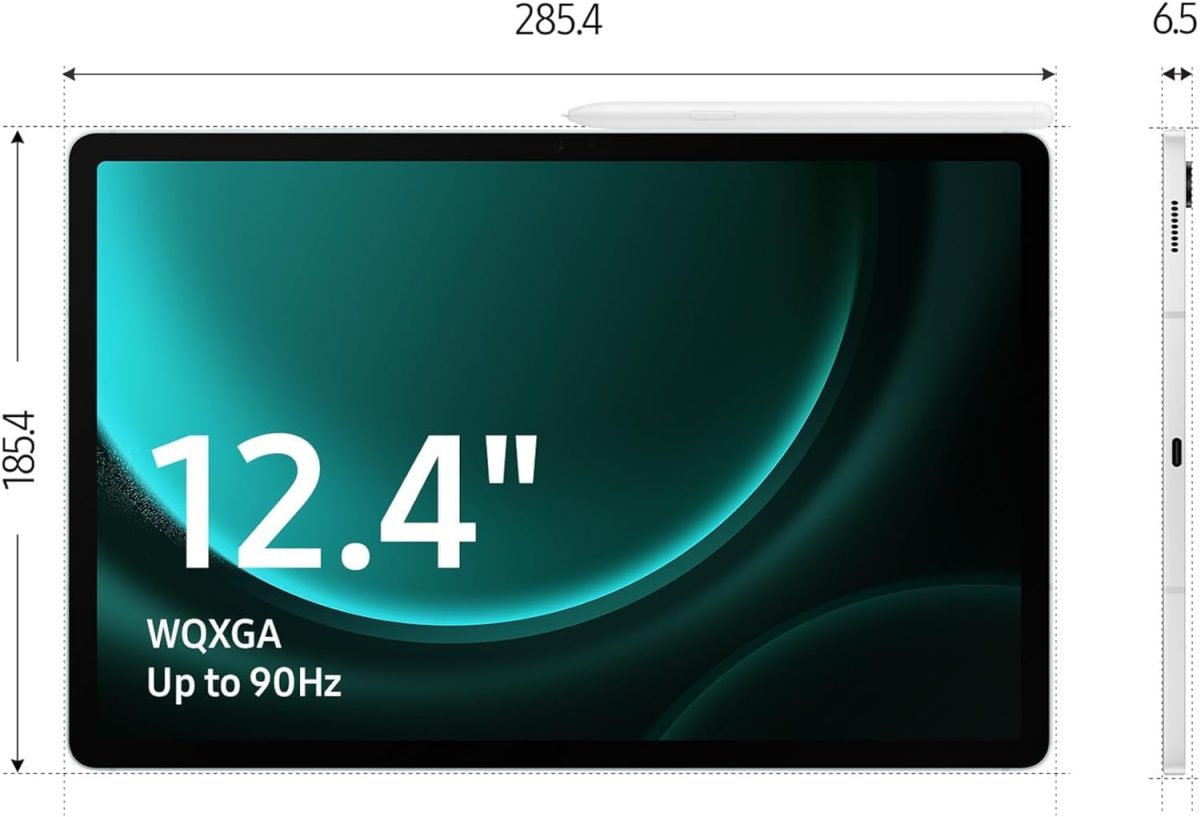 ⁦Samsung Galaxy Tab S9 FE Plus Tablet, Silver 8 GB RAM, 128 GB Storage (Samsung Turkey Warranty) wifi⁩ - الصورة ⁦3⁩
