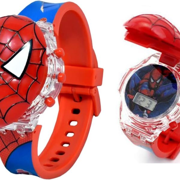 Matrix Kids Edition Spiderman with Lights & Music Digital Watch for Kids, Red, Free Size