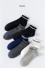 ⁦Trendora Cotton Blend Ankle Socks For Men, Mixed Colors, Regular Size, Pack of 5 + 1 Free, Machine Washable, Casual Wear, Modern Style⁩ - الصورة ⁦3⁩