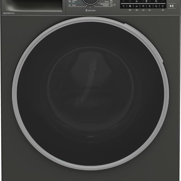 غسالة بتحميل أمامي 8 كجم مع مجفف 5 كجم من بيكو، 1400 دورة في الدقيقة، تقنية برو سمارت انفيرتر والمعالجة بالبخار - خاصية بلوتوث، لمسة نهائية حديدية، شاشة ديجيتال، رمادي (مانهاتن جراي) BWD08520MCI