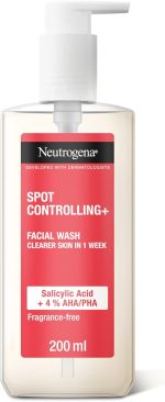 Neutrogena, Facial Wash Spot Controlling+, Clearer Skin in 1 Week, 200ml