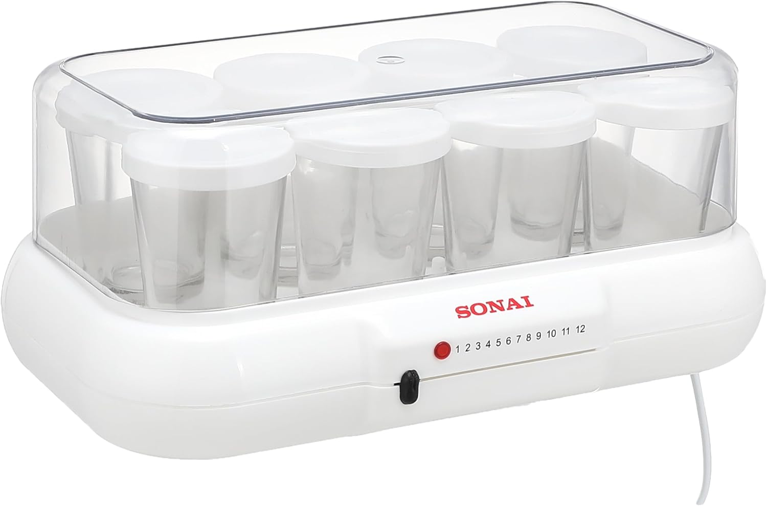 61wovV9IC3L._AC_SL1500_.jpg Sonai Yoghurt Maker, 8 Cups, 10 Watt, light indicator, White - MAR-1008