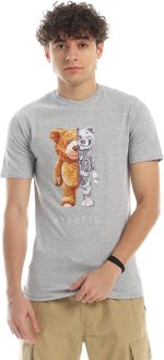 Printed T-Shirt Cotton For Men - Grey