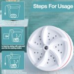 ⁦AVCXEC Ultrasonic Mini Washing Machine, Portable Mobile Washing Machine with Switch, Multifunctional Ultrasonic Turbine with USB for Motorhomes, Dormitories, Home, Travel, Camping⁩ - الصورة ⁦6⁩