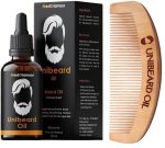 Unibeard Oil with Beard Comb - strengthening beard growth and nurturing hair follicles - Argan, Jojoba, Avocado, Sweet Almond, Grapefruit, Macademia and Vitamin E - coconut scent - 50 ml