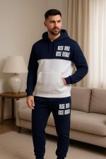 ⁦Miza Men's Winter Sport 2 Piece Hoodie and Pants Solid Color Comfortable Outdoor Gym Casual⁩ - الصورة ⁦3⁩
