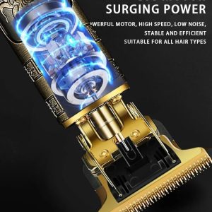 ⁦KM-T9 LED Display Shaver with USB Charging - Up to 120 Minutes Runtime - Professional Blades -4 Step Combs – 3 Speeds Up to 7000 RPM - Modern Design - Gold⁩ - الصورة ⁦4⁩