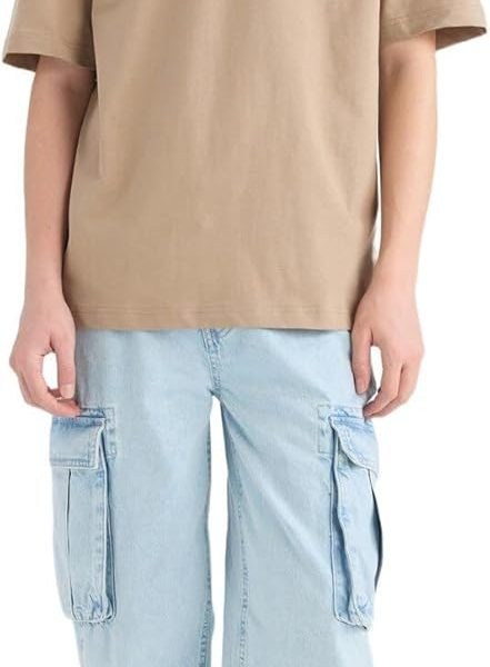 تيشرت محبوك برقبة دائرية ضيقة وأكمام قصيرة شبابي طراز D5619AX من ديفاكتو