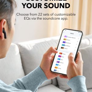 ⁦Soundcore K20i by Anker, Semi-in-Ear Earbuds, Bluetooth Wireless, 36H Playtime, Fast Charge, Clear Sound, ENC 2-Mic Clear Calls, Custom EQ, IPX5, Bluetooth 5.3, App Control (Black) 18 Months Warranty⁩ - الصورة ⁦6⁩