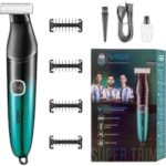 V-339 Professional Dual-Sided Hair Trimmer, 600mAh Battery, IPX7 Waterproof, 90-Min Runtime, 5 Stubble Combs, USB Charging