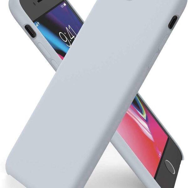 Dl3 Mobilak Compatible with iPhone 7 Plus/iphone 8 Plus Case, Liquid Silicone Case, Full Body Protective Cover, Shockproof, Slim Phone Case, Anti-Scratch Soft Microfiber Lining (Blue Grey)