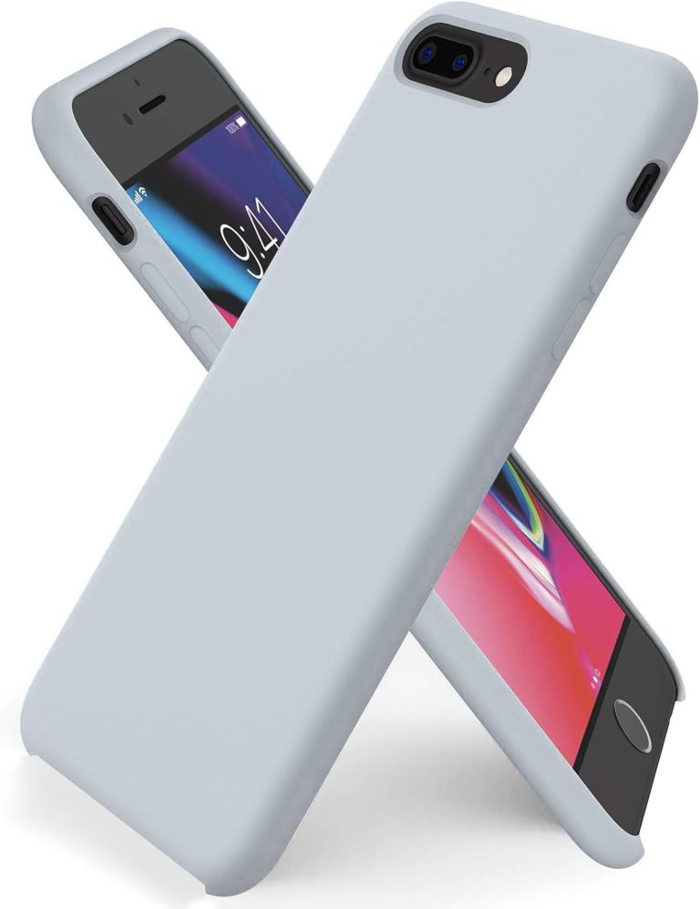 Dl3 Mobilak Compatible with iPhone 7 Plus/iphone 8 Plus Case, Liquid Silicone Case, Full Body Protective Cover, Shockproof, Slim Phone Case, Anti-Scratch Soft Microfiber Lining (Blue Grey)