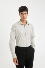 ⁦DeFacto Man Woven Top Regular Fit Polo Neck Long Sleeve Long Sleeve Shirt A5553AX Classic⁩ - الصورة ⁦3⁩