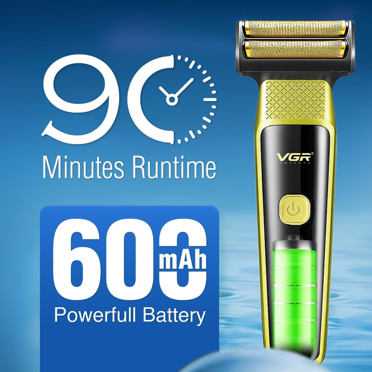 ⁦VGR VL-366 Limited Edition Professional 3 in 1 Grooming Kit with 600mAh Lithium battery, All in one Trimmer for Men, Suitable for Face, Nose, Ear & Body Grooming, 90 min Runtime (Gold) 1 Year Warranty⁩ - الصورة ⁦8⁩