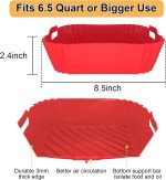 ⁦DUXAA 3 Pcs Air Fryer Silicone Liners, 8.5" Square, Grey, Silicone, Molded, Air Fryer Liners, for 4-8 Quart Air Fryers⁩ - الصورة ⁦7⁩