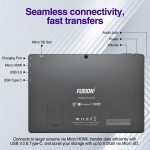 ⁦Fusion5 10.1" Windows 11 Professional Tablet PC - Ultra Slim Full HD Windows Tablet Computer - 8GB RAM, 256GB M.2 SSD, 10 Inch Display, 5G WiFi, Intel Quad-Core CPU, USB 3.0, Micro HDMI, Dual Cameras⁩ - الصورة ⁦4⁩