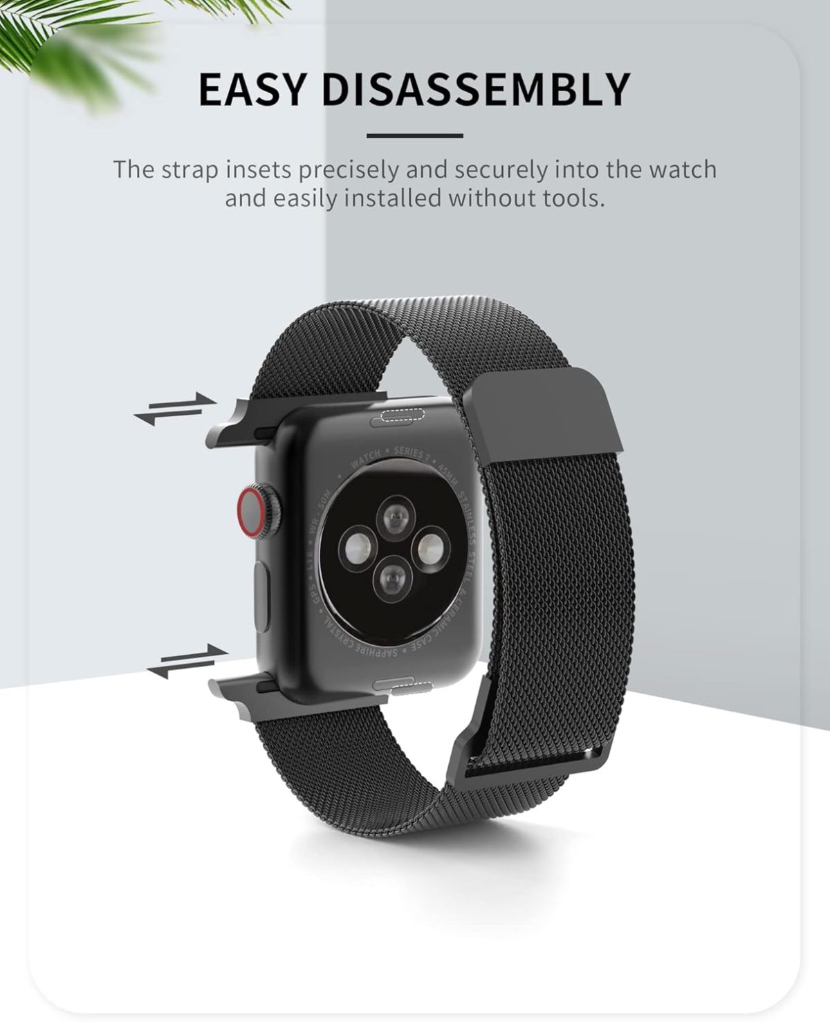 ⁦Biuupa for Apple Watch Bands 38mm 40mm 41mm for Women and Men, iWatch Band Series 7 6 5 4 3 2 1 SE, Breathable Stainless Steel Mesh Wristbands with Adjustable Magnetic Clasp - Black⁩ - الصورة ⁦2⁩