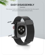 ⁦Biuupa for Apple Watch Bands 38mm 40mm 41mm for Women and Men, iWatch Band Series 7 6 5 4 3 2 1 SE, Breathable Stainless Steel Mesh Wristbands with Adjustable Magnetic Clasp - Black⁩ - الصورة ⁦2⁩