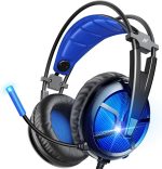 ABKONCORE B58ABKONCORE B581 USB Gaming Headset with 7.1 Surround Sound, PC Headset with Noise Cancelling Microphone, LED Light Headphones for PC, Laptop