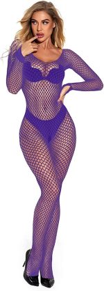 ⁦Babydoll Lingerie Women Sexy Bodysuit Fishnet Nightwear Underwear Sleepwear Pink Lingerie Bodysuit with Stockings⁩ - الصورة ⁦3⁩