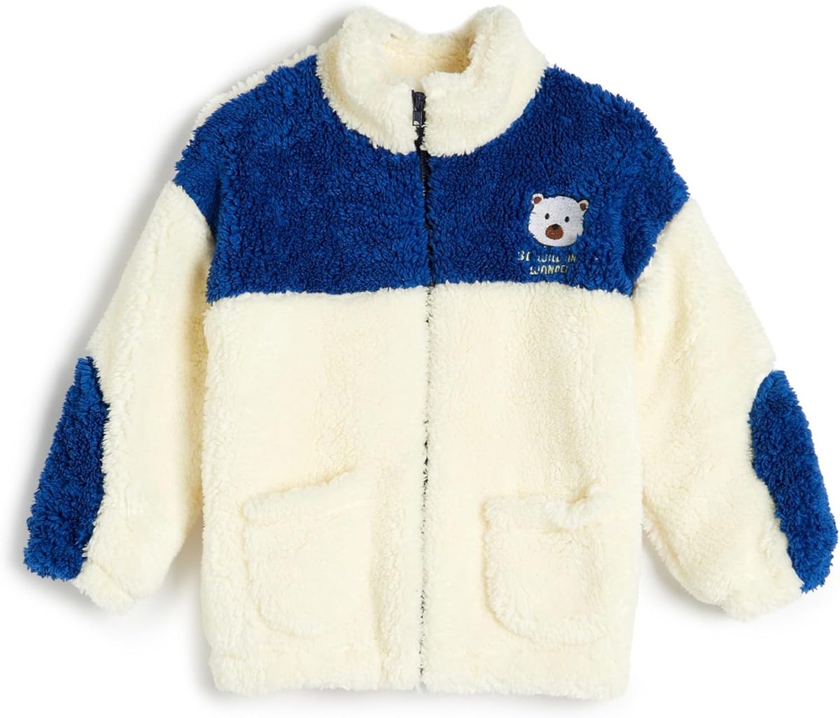 KOTON Baby boys Shearling High Neck Zipper Closure Applique Detail Color Block Sweatshirt