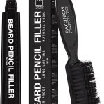 Pacinos Beard Pencil Filler - Water Proof, Long Lasting Coverage & Natural Finish - Beard, Moustache & Eyebrows - Micro-Fork Tip for Seamless Application - Includes Bristle Brush for Blending (Black)