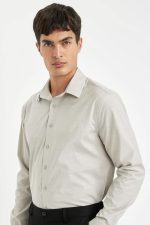 ⁦DeFacto Man Woven Top Regular Fit Polo Neck Long Sleeve Long Sleeve Shirt A5553AX Classic⁩ - الصورة ⁦2⁩