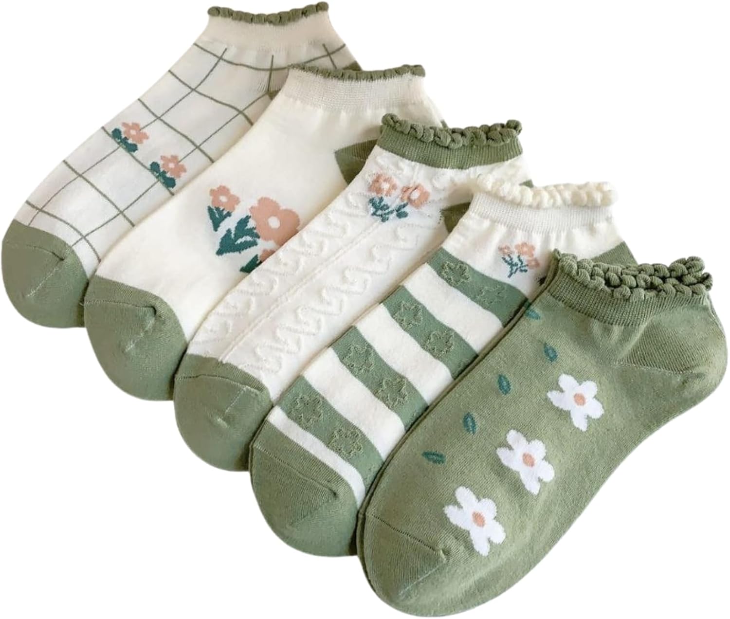 713v7sukdvL._AC_SL1500_.jpg جوارب كاحل كاجوال مريحة للنساء، 5 ازواج + 1 مجموعة هدايا، 6 ازواج كاملة، مقاس (34-42)