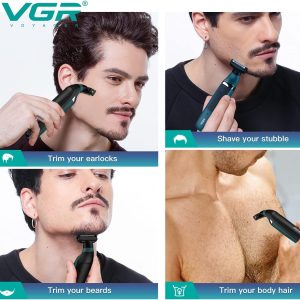 ⁦VGR Premium Cordless Rechargeable IPX5 Fully Waterproof Dual Sided OneBlade Trimmer & Shaver 3 Trimming Combs for complete Beard Styling & Body Hair Trimming⁩ - الصورة ⁦4⁩