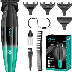 VGR 906 Fresh Fade Professional Hair Trimmer, 9000rpm Zero Gapped Beard Trimmer for Men, DLC T-Blade Cordless Hair Clipper for Barbers and USB Rechargeable, Green