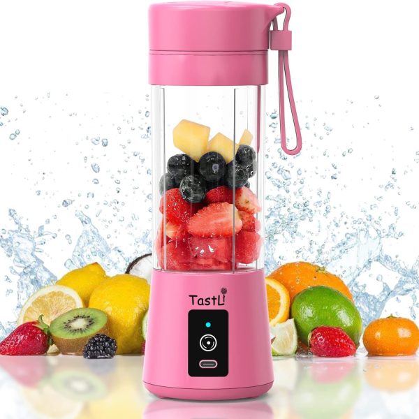 Pink Portable Mini Blender Bottle for Shakes & Smoothies - USB Rechargeable On-The-Go Mixer Cup for Fruit Juice & Protein