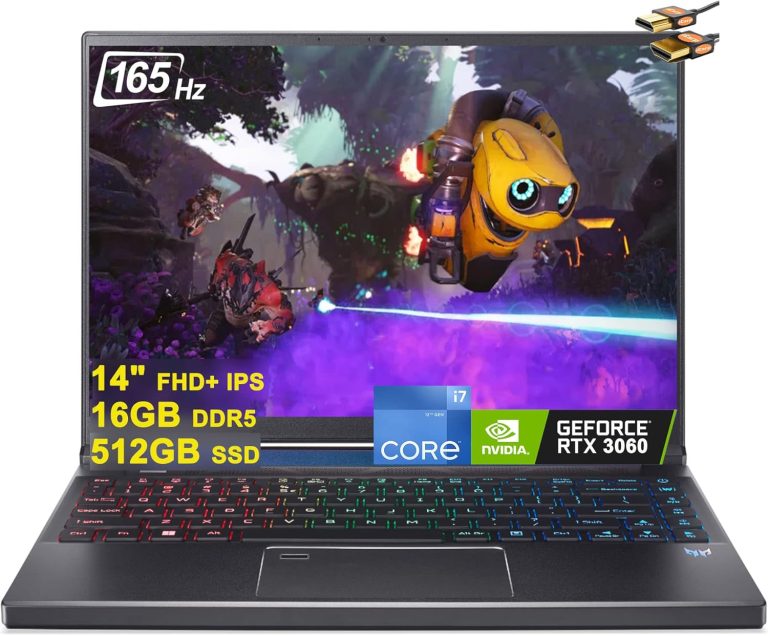 acer Predator Triton 300 SE 14 Gaming Laptop 14" FHD+ IPS 165Hz Intel 14-Core i7-12700H 16GB DDR5 512GB SSD GeForce RTX 3060 6GB RGB Backlit Fingerprint Thunderbolt Win11 Black + HDMI Cable