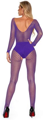 ⁦Babydoll Lingerie Women Sexy Bodysuit Fishnet Nightwear Underwear Sleepwear Pink Lingerie Bodysuit with Stockings⁩ - الصورة ⁦6⁩