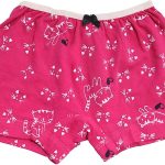 Skills Cotton Boxer Short Printed Cats For Girls-Fuchsia-2Years