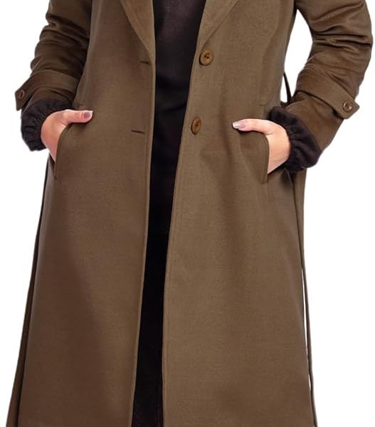 Fully Lined Classic Long Wool Coat With Belt