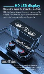⁦XFTOPSE M10 Wireless Bluetooth 5.1 Headphones, IPX7 Waterproof TWS Stereo Earphones with Wireless Charging Case, Built-in Microphone, Black⁩ - الصورة ⁦6⁩