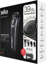 ⁦ماكينة تشذيب اللحية بقرص رقمي دقيق مع 5 ملحقات وشفرة حلاقة بروجلايد من جيليت - BT7340 براون⁩ - الصورة ⁦8⁩