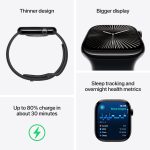 ⁦Apple Watch Series 10 GPS 46 mm Smartwatch with Jet Black Aluminium Case with Black Sport Band - M/L. Fitness Tracker, ECG App, Always-On Retina Display, Water Resistant⁩ - الصورة ⁦3⁩