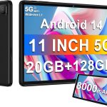 DMOAO Tablet 2025 11 Inch Tablet Android 14 Tablets with 128GB + 20GB Large Storage, Octa-Core 2.0Ghz, 8000mAh,18W Fast Charging, 5G WiFi, GPS, 5+13MP Camera, Widevine L1, Face Unlock-Black