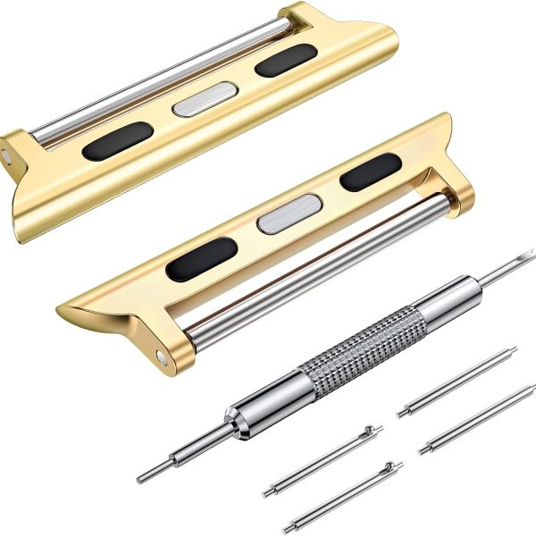 Wearlizer Watch Band Connector Compatible with Apple Watch Band Adapter, Replaceable Metal Connection Adapter with Replacement Tool for iWatch Ultra Series 8 7 6 5 4 3 2 1 22mm Width Straps