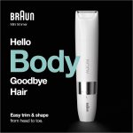 ⁦Braun Body Mini Trimmer For Gentle Body Hair Removal, Precision Trimmer, Wet & Dry, 100% Waterproof, BS1000, White⁩ - الصورة ⁦6⁩