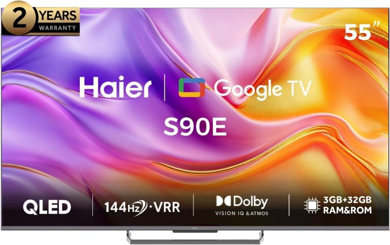 Haier 55 Inch 4K UHD QLED Smart TV Built-in Receiver, Silver - H55S90EU