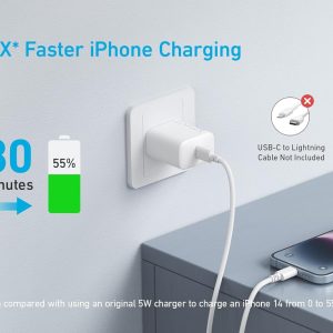 ⁦Anker USB C Charger 20W, PIQ 3.0 Durable Compact Fast Charger, for iPhone 13/13 Mini/13 Pro/12, iPhone 14,iPhone 14 Pro Galaxy, Pixel 4/3, iPad/iPad mini⁩ - الصورة ⁦3⁩