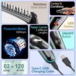 ⁦VGR V-075 Limited Edition Professional Hair Trimmer with LED Display, 4 Guide Combs for Men (3,6,9,12 mm, Color- Black) 1 Year Warranty⁩ - الصورة ⁦2⁩