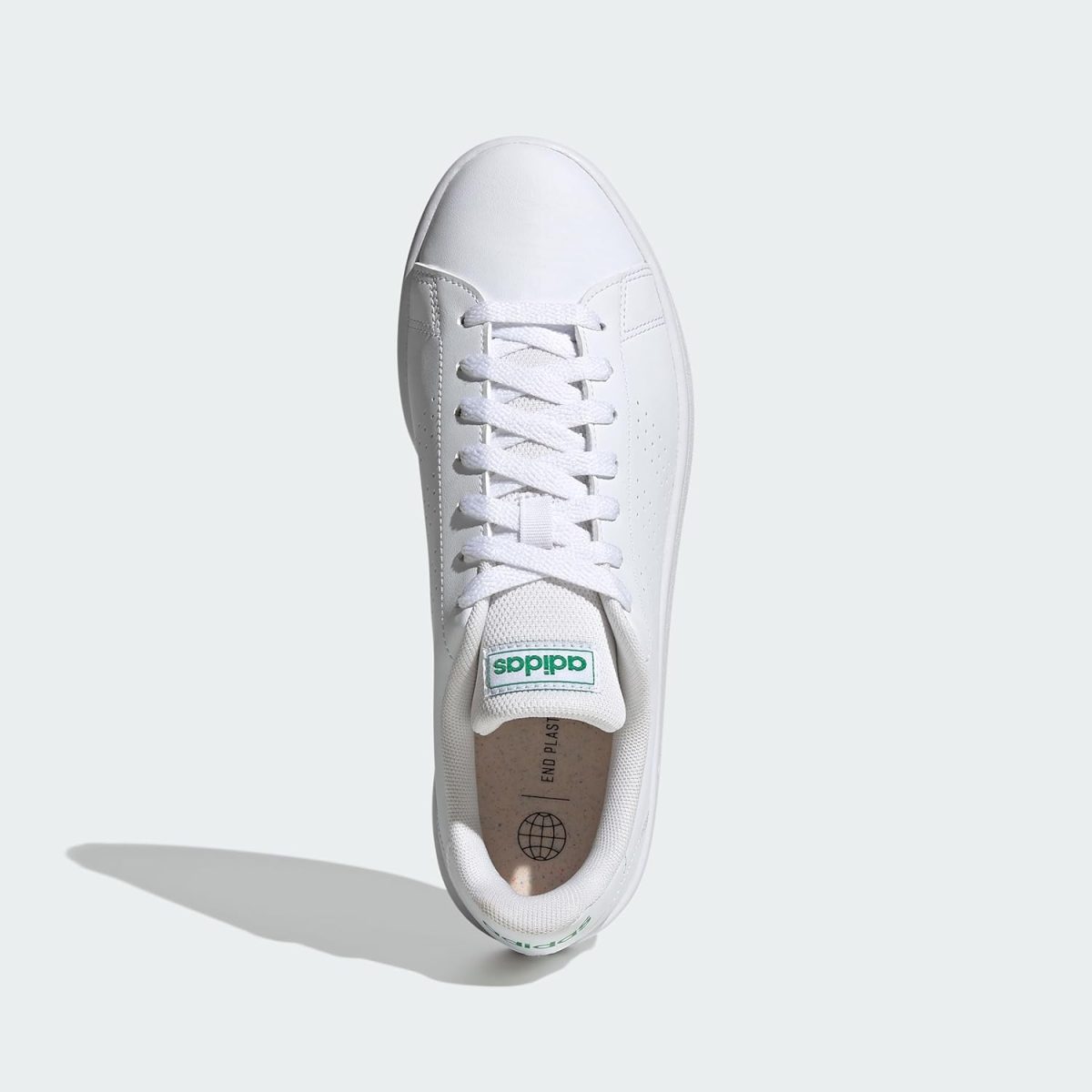 ⁦Adidas Grand Court Base Faux Leather Contrast-Stripe Back-Logo Low-Top Lace-Up Tennis Sneakers for Men - Ftwr White and Core Black, 46 2/3⁩ - الصورة ⁦3⁩
