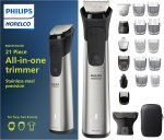 Norelco Multigroom Series 9000-21 piece Men's Grooming Kit for beard, body, face, nose, ear hair trimmer w/premium storage case, MG9510/60