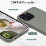 ⁦OIIAEE Silicone Case Designed for iPhone 13 Pro Max Case, Ultra Slim Shockproof Protective Liquid Silicone Phone Case with Soft Anti-Scratch Microfiber Lining, 6.7 inch, Copper Green⁩ - الصورة ⁦5⁩