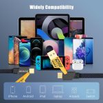 ⁦YISH Multi USB Cable 4 in 1 Universal: 1.8 m Multiple USB Charger Cable, Nylon Fast Charging Cable with USB A/USB C to 65W Type C/27W PD Compatible with iPhone Samsung Galaxy Macbook iPad⁩ - الصورة ⁦3⁩