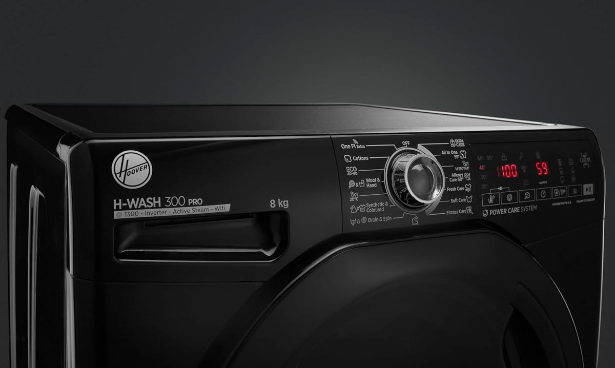 ⁦HOOVER Washing Machine Fully Automatic 8 Kg Inverter Motor Black H3WS38TAMF7B-ELA⁩ - الصورة ⁦9⁩