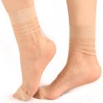 Charmaine Women Ankle-High Ultra Sheer Socks With Striped Cuffs